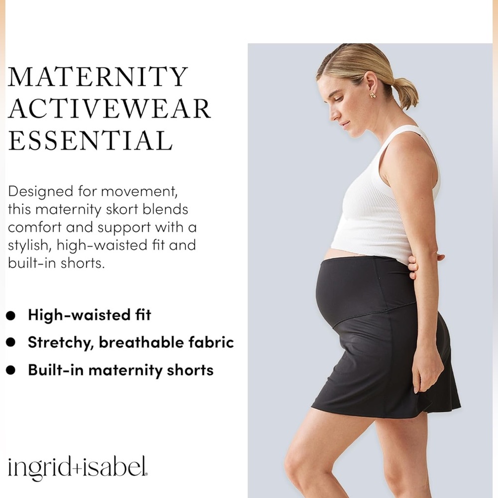 Ingrid & Isabel Maternity Active Skort High-Waisted Skirt w/ Built-In Shorts - Picture 4 of 7